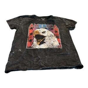 American Bald Eagle T-Shirt Women's Size M Black Tie Dye Mighty Fine